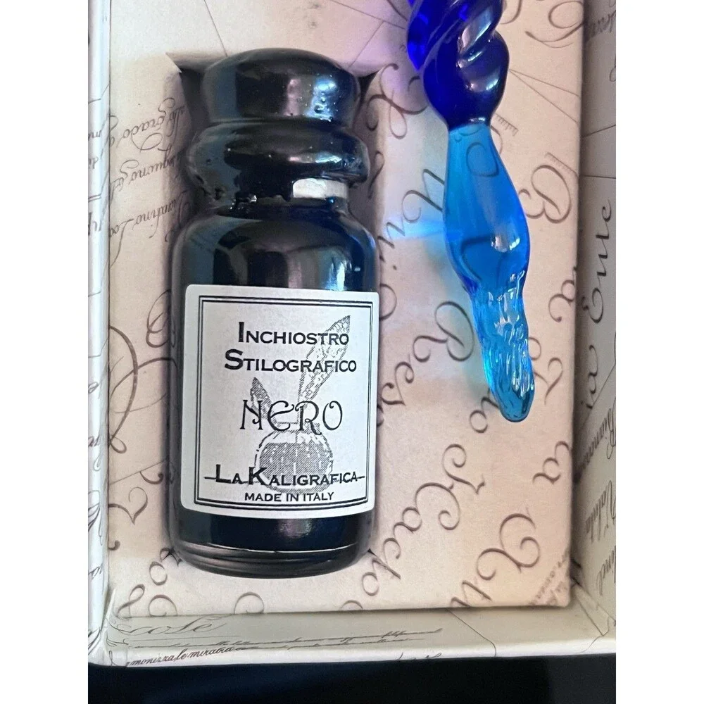 La Kaligrafica Murano Glass Handmade Calligraphy Dip Pen Set with Ink